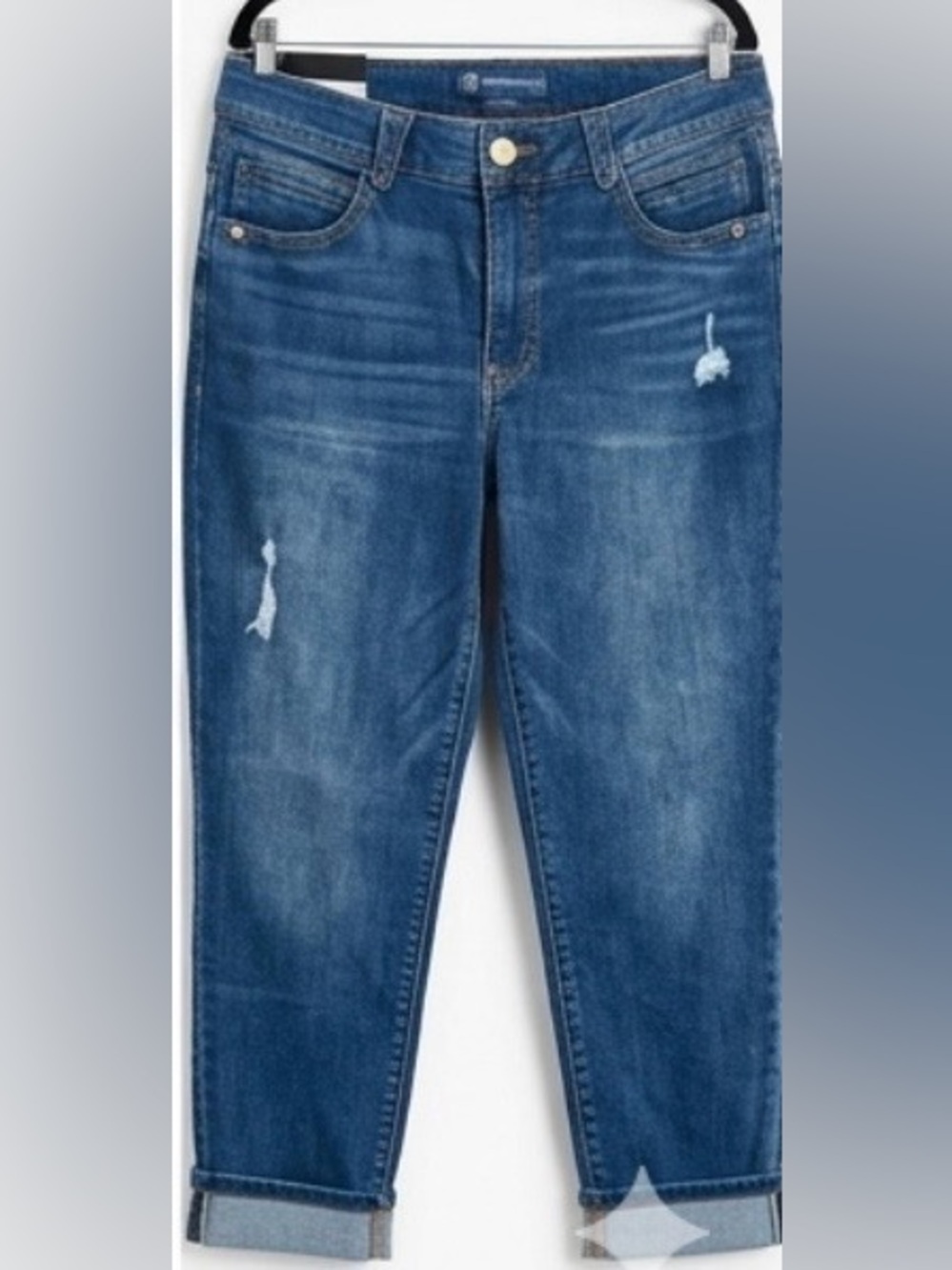 Democracy Women's Boyfriend Jeans - Medium Blue Distressed